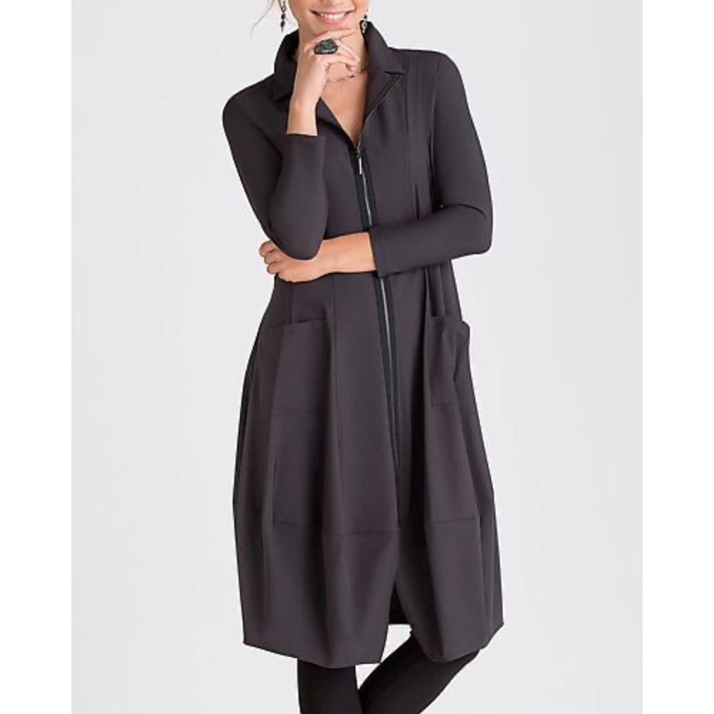 Jason by Comfy USA Black Zip Front Lagenlook Dress Jacket J309 Medium Made USA